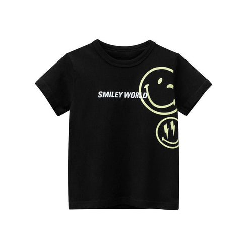 Summer Boys' smiling face print short sleeve